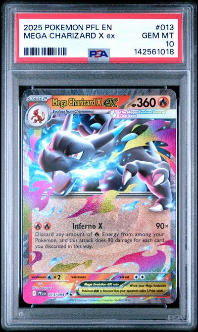 [PSA 10] 2025 POKEMON PFL EN-PHANTASMAL FLAMES #013 MEGA CHARIZARD X ex