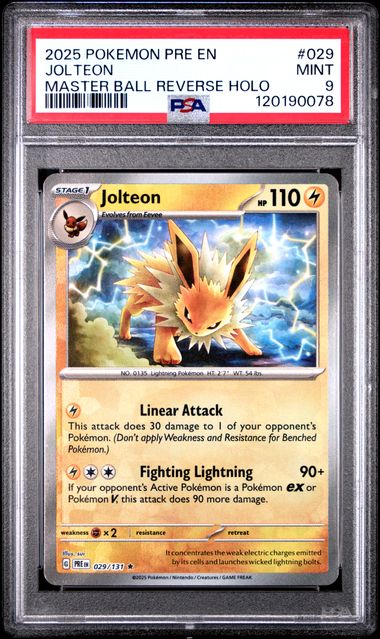 [PSA 10] 2025 POKEMON PRE EN-PRISMATIC EVOLUTIONS #029 JOLTEON MASTER BALL REVERSE HOLO