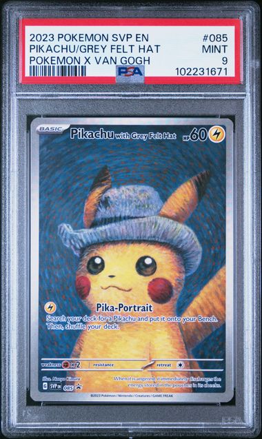 [PSA 9] ［殼中等程度花損］ 2023 POKEMON SVP EN-SV BLACK STAR PROMO #085 PIKACHU/GREY FELT HAT POKEMON X VAN GOGH