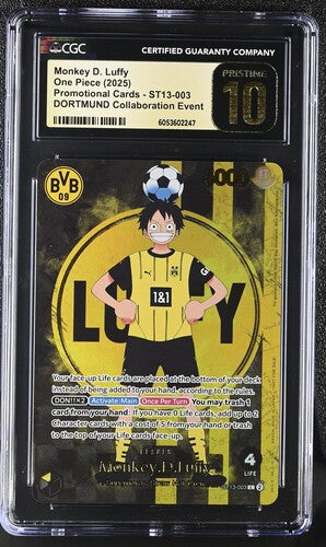 [CGC 10] One Piece 2025 English Promotional Cards ST13-003 Monkey D. Luffy DORTMUND Collaboration Event