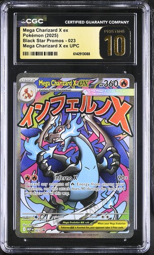 [CGC 10] Pokémon 2025 English Black Star Promos 023 Mega Charizard X ex UPC Mega Charizard X ex