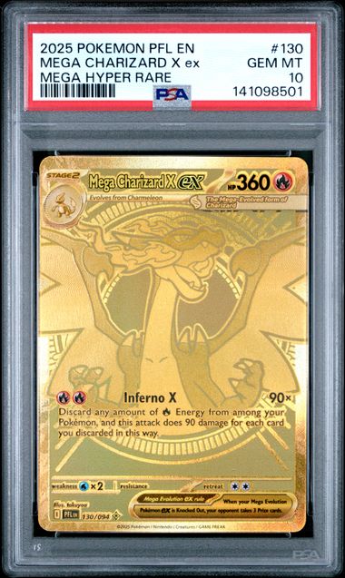 [PSA 10] 2025 POKEMON PFL EN-PHANTASMAL FLAMES #130 MEGA CHARIZARD X ex MEGA HYPER RARE