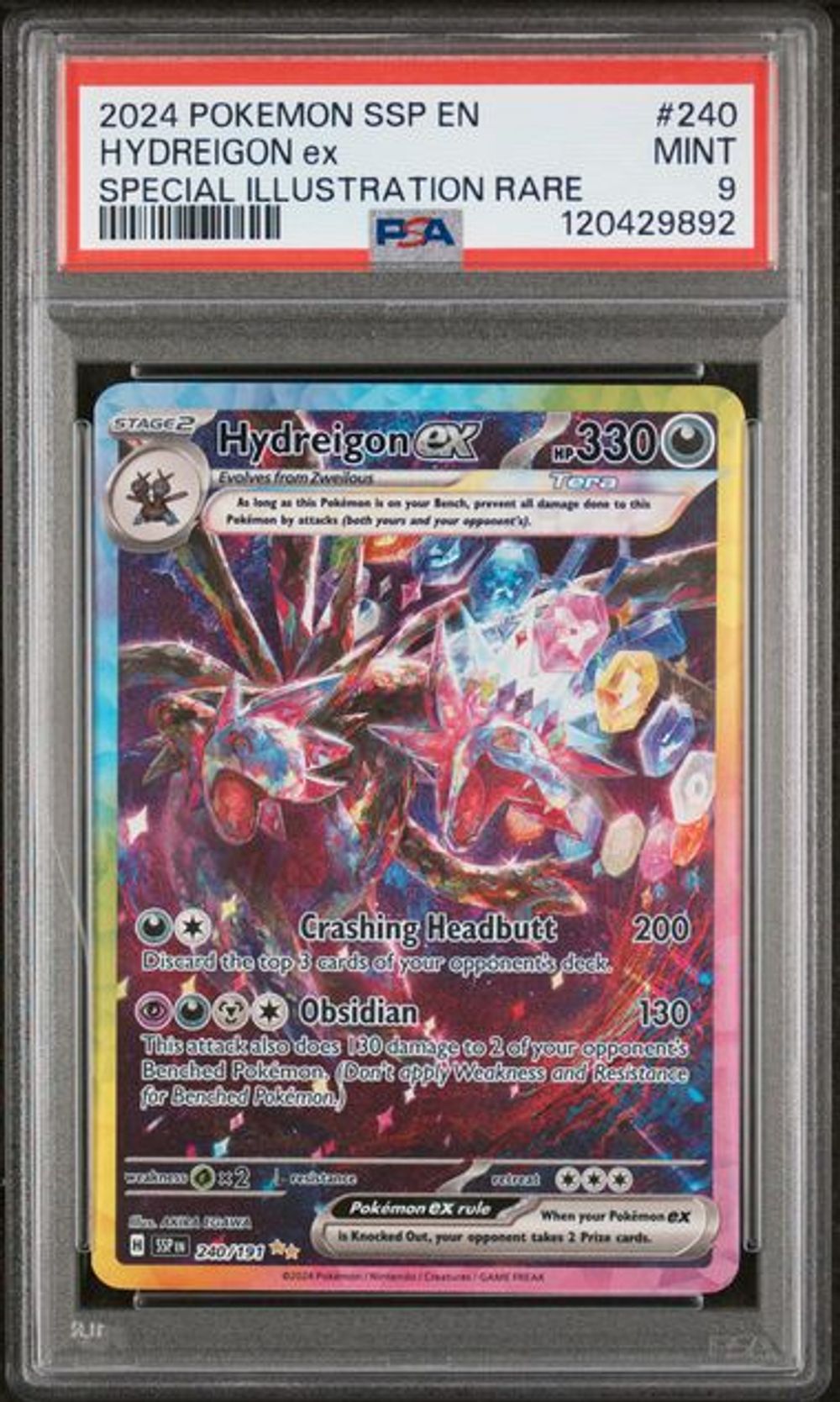 PSA 9] 2024 POKEMON SSP EN-SURGING SPARKS #240 HYDREIGON