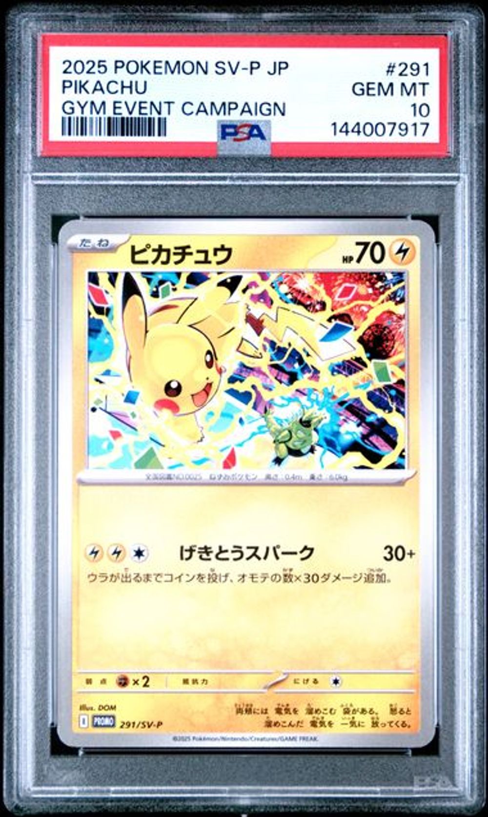 PSA 10] 2025 POKEMON JAPANESE SV-P PROMO #291 PIKACHU GY