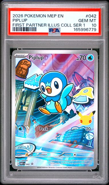 [PSA 10] 2026 POKEMON MEP EN-ME BLACK STAR PROMO #042 PIPLUP #040  #041 CHIMCHAR TURTWIG FIRST PARTNER ILLUS COLL SER 1