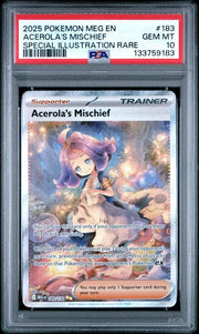 [PSA 10] 2025 POKEMON MEG EN-MEGA EVOLUTION #183 ACEROLA'S MISCHIEF SPECIAL ILLUSTRATION RARE